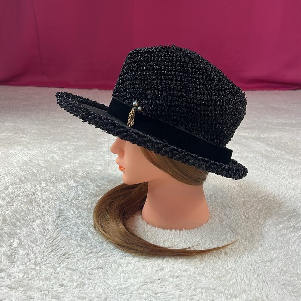 Vintage black textured ladies top hat - Picture 5 of 11